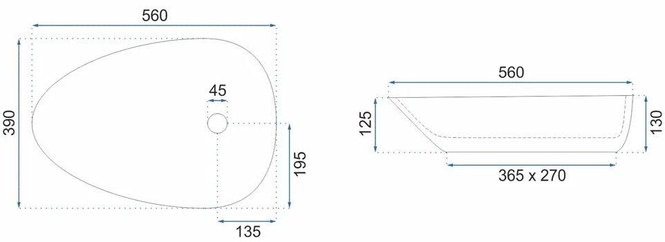 Rea Greta 55 (REA-U8536) Габаритные размеры