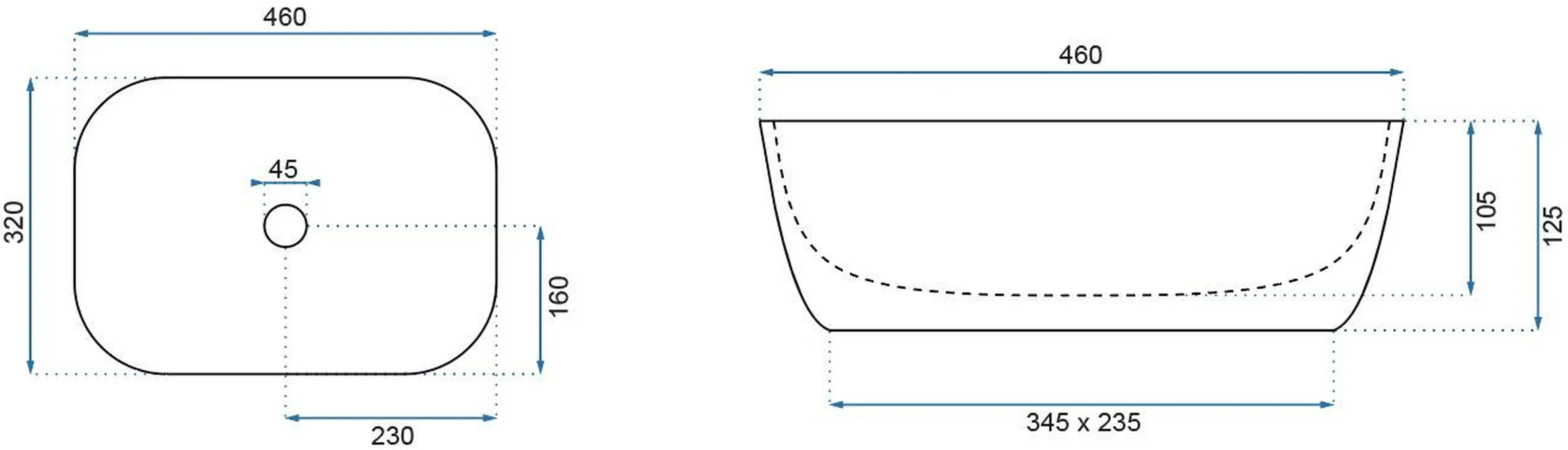 Rea Belinda Black Calala mat (REA-U6759) Габаритные размеры