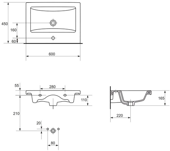 Cersanit Como 60 (K32-003-BOX/CCWF1000800785) Габаритные размеры