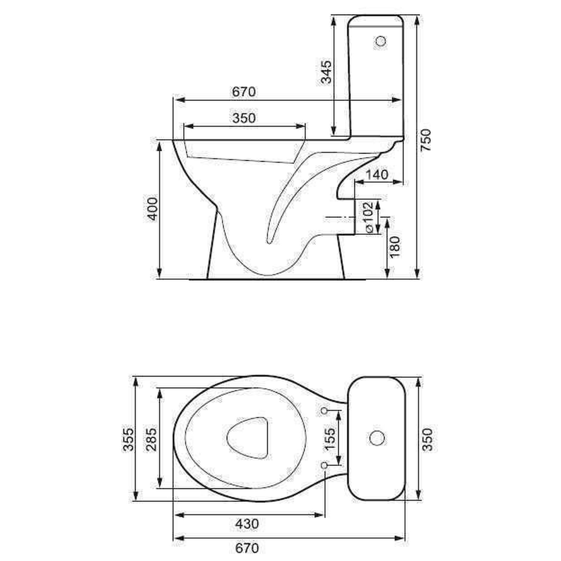 Cersanit President P010/P011 (000006784) Габаритные размеры