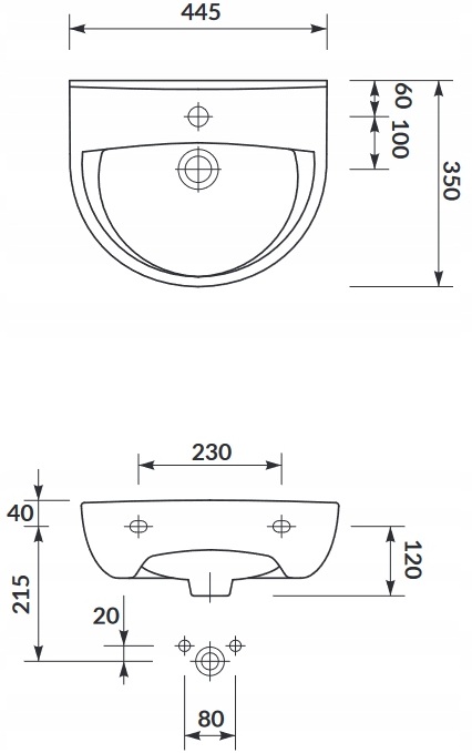 Cersanit President 45 (K08-002/CCWS1000360936) Габаритні розміри