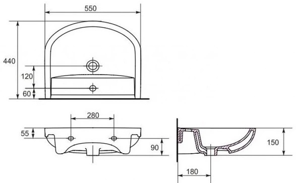 Cersanit Arteco 55 (K667-008/CCWS1008351747) Габаритні розміри