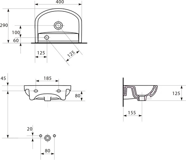 Cersanit Arteco 40 (K667-022/CCWF1006211911) Габаритні розміри