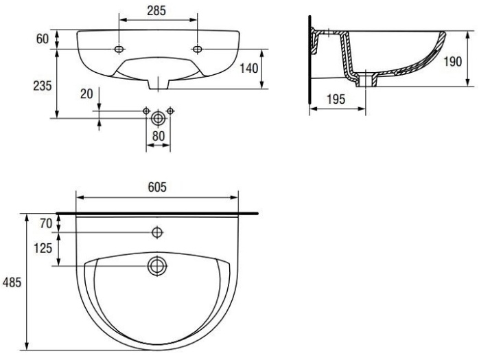 Cersanit President 60 (K08-010-EX1/CCWS1000448071) Габаритні розміри