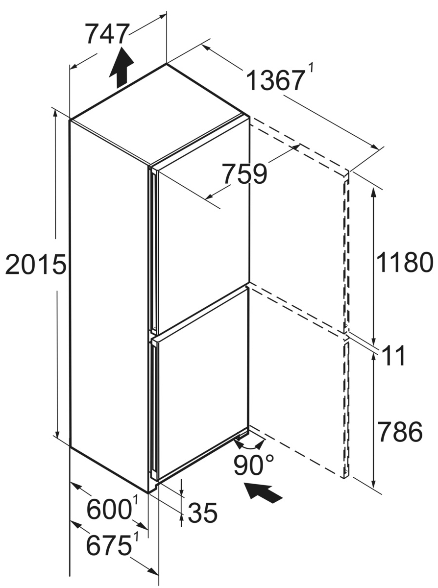 Liebherr CNSFD7723 Габаритні розміри