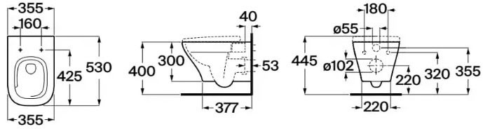 Roca Airos Vortex A34HC10000 Габаритні розміри