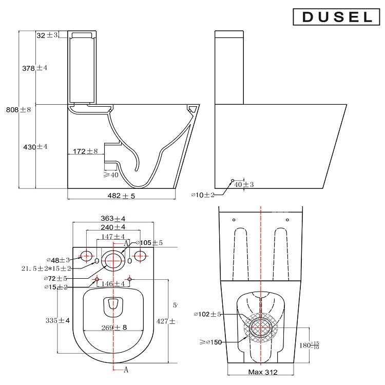 Dusel Marseille DTPT10212730R Габаритные размеры