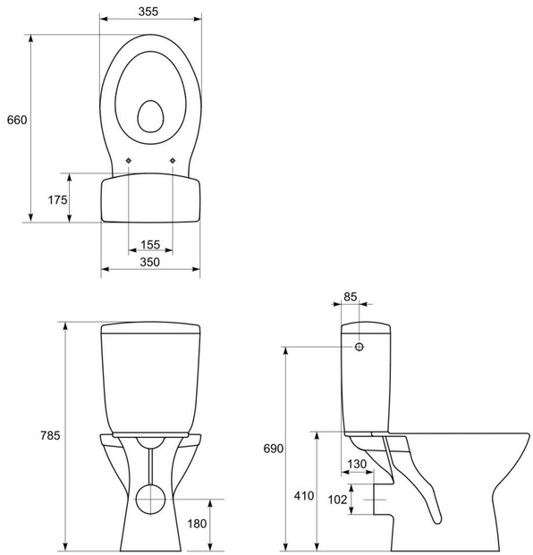Cersanit 910 Creta SE011 (K21-062) Габаритні розміри