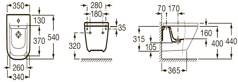 Roca Gap A357475000 Габаритные размеры
