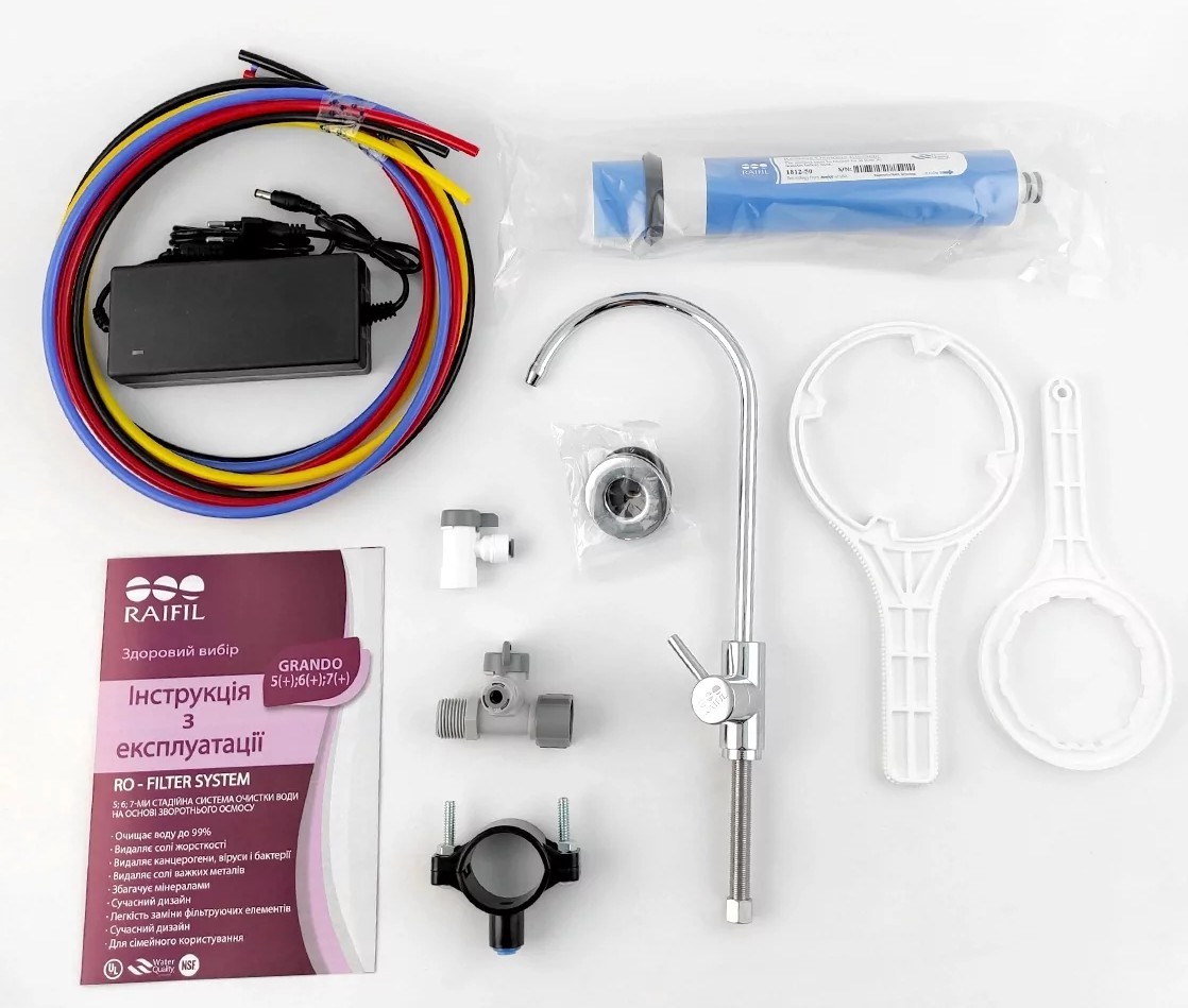 Фильтр для воды Raifil 75G UV на станине 10" Slim Blue с ультрафиолетом характеристики - фотография 7