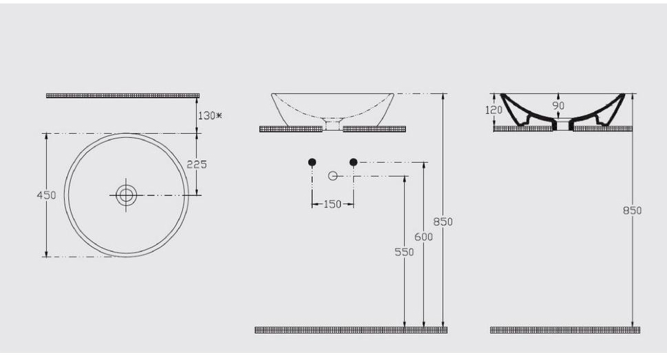 Isvea SistemaY Soft 45x45 (10SY66045 Somon) Габаритные размеры