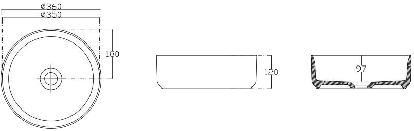 Isvea Infinity 36x36 white (10NF65036) Габаритные размеры