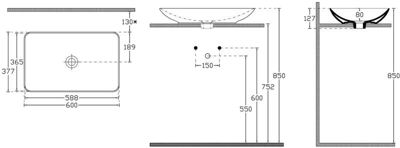Isvea SistemaY Clear 60x37,7 (10SY50060 matt black) Габаритные размеры