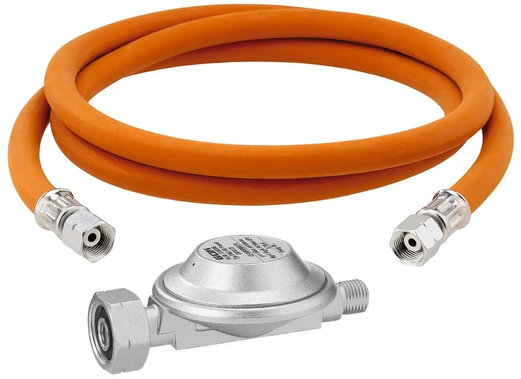 Набор для подключения GOK редуктор 50 мбар (тип соединения SHELL) + шланг 80 см под резьбу 1/4" (H085080R)