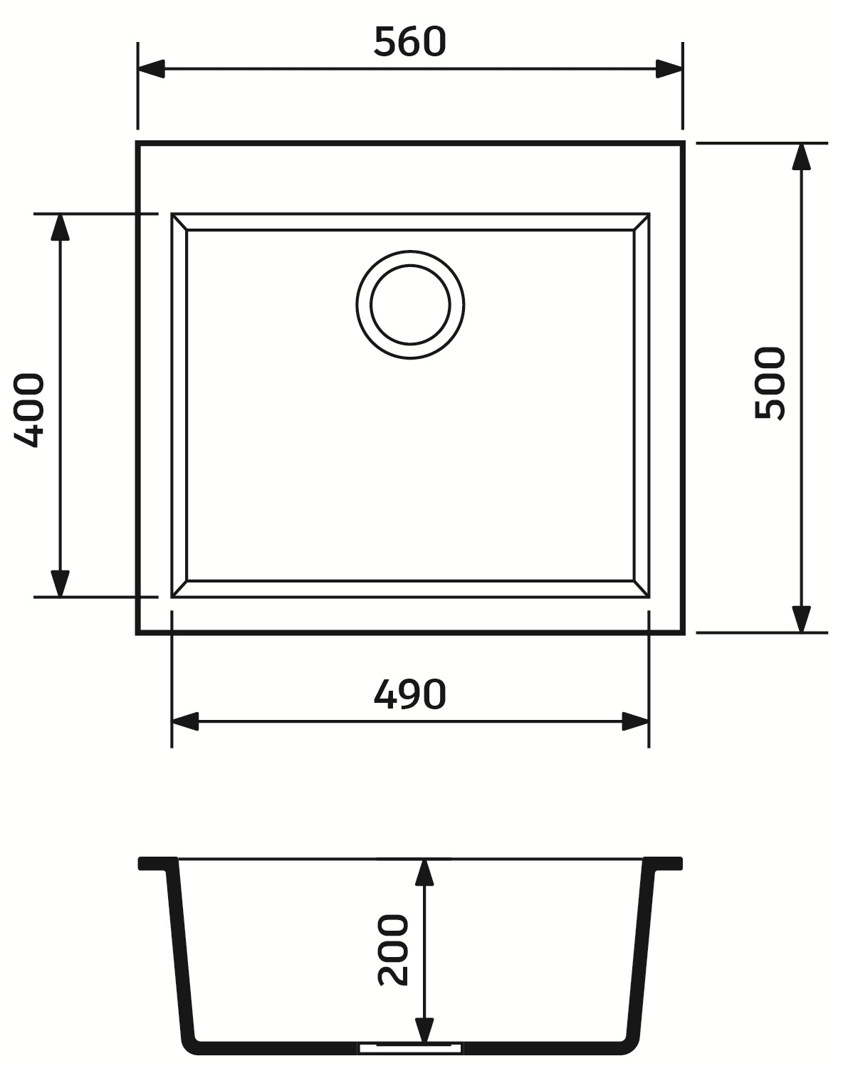Adamant Univer 560x500x200мм черный (4824296912103) Габаритные размеры