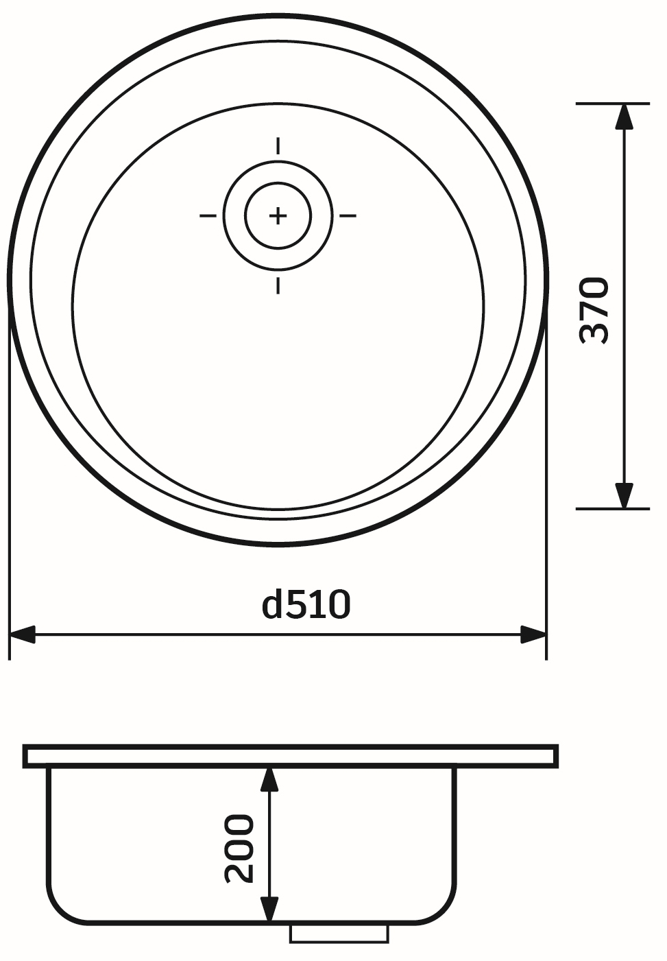 Adamant Sun 510x200мм сахара (4824296910102) Габаритные размеры