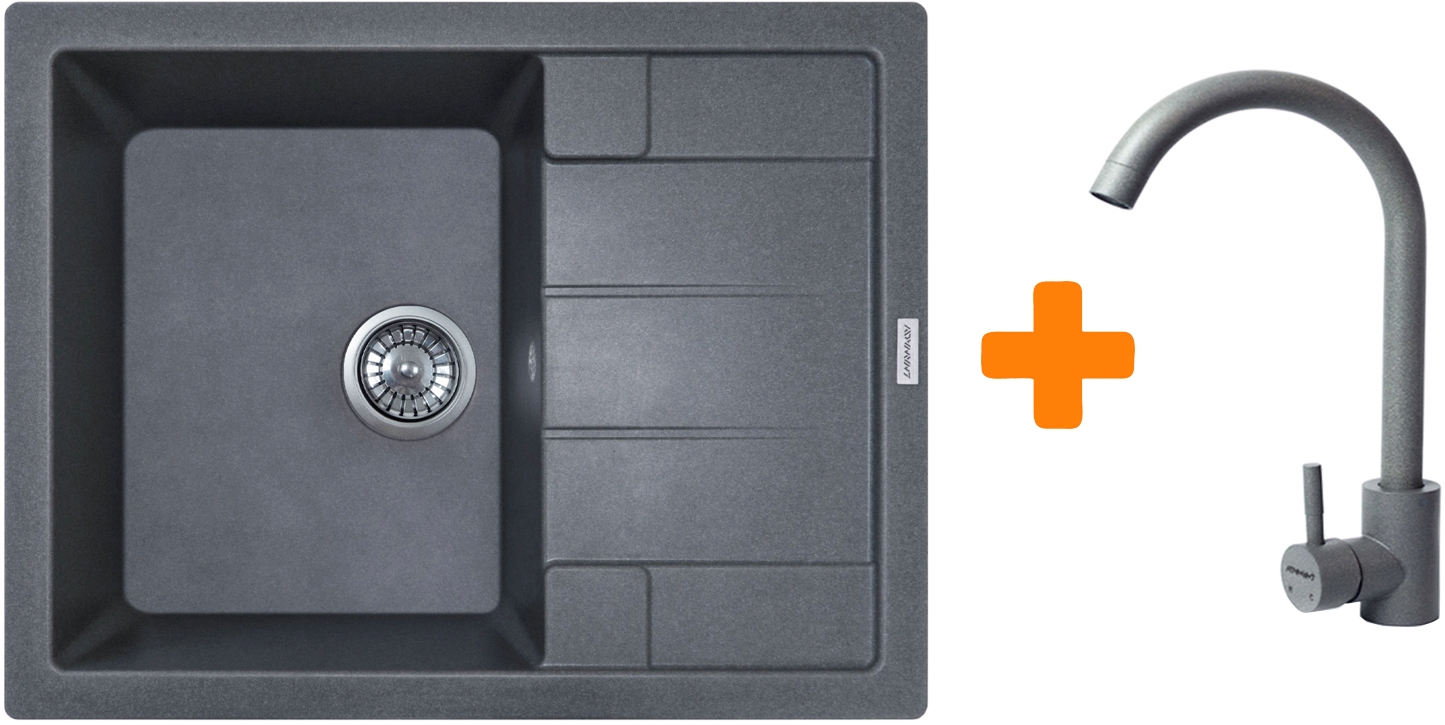 Кухонная мойка Adamant Anila 645x495x200мм серый (182496910304) цена 5294 грн - фотография 2