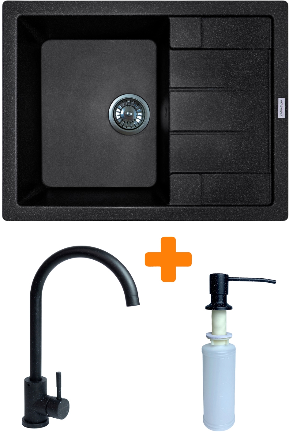 Кухонна мийка Adamant Anila 645x495x200мм чорний (182496900303) ціна 5887 грн - фотографія 2