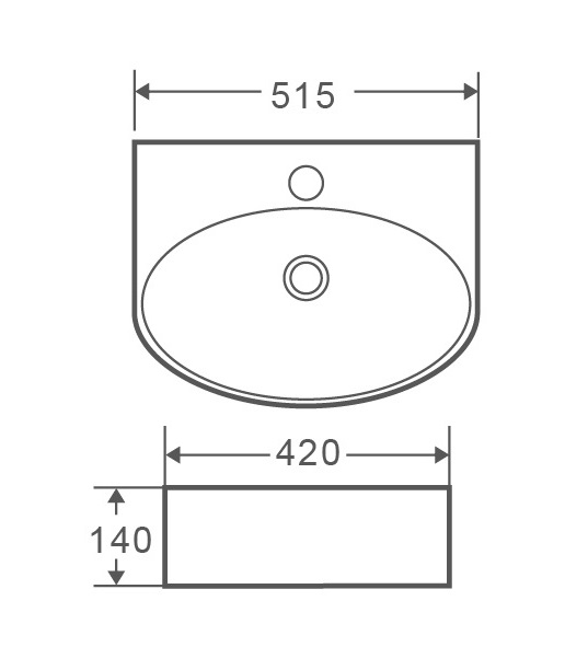 Romstal Selena 1 515x420x140mm (LT-1160) Габаритні розміри
