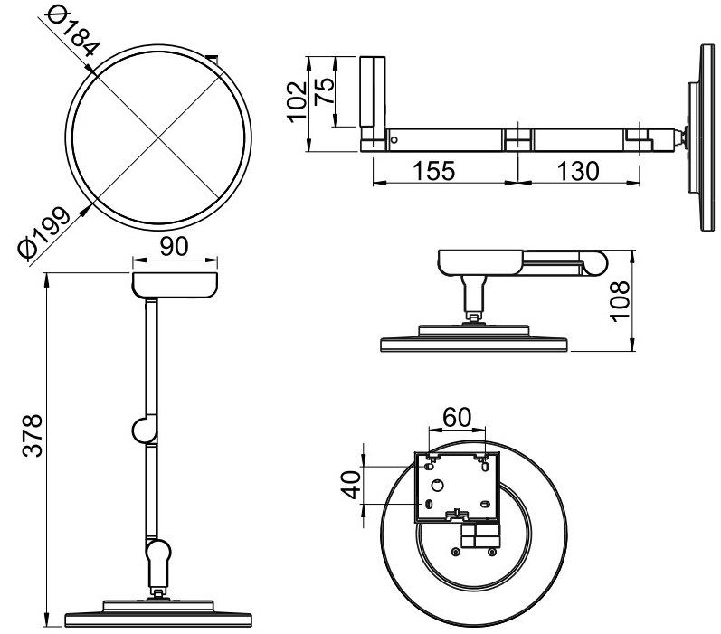 Stellaforme Dodatki с подсветкой LED, хром (22.00650) Габаритные размеры