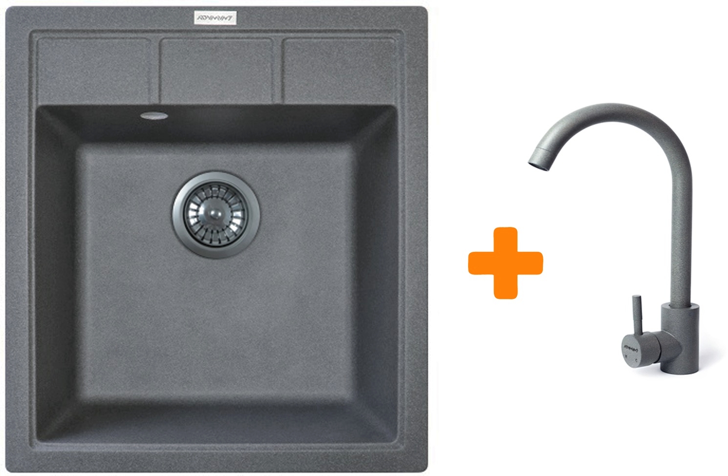 Кухонна мийка Adamant Brick 460x515x200мм сірий (4824296209204) ціна 4936 грн - фотографія 2