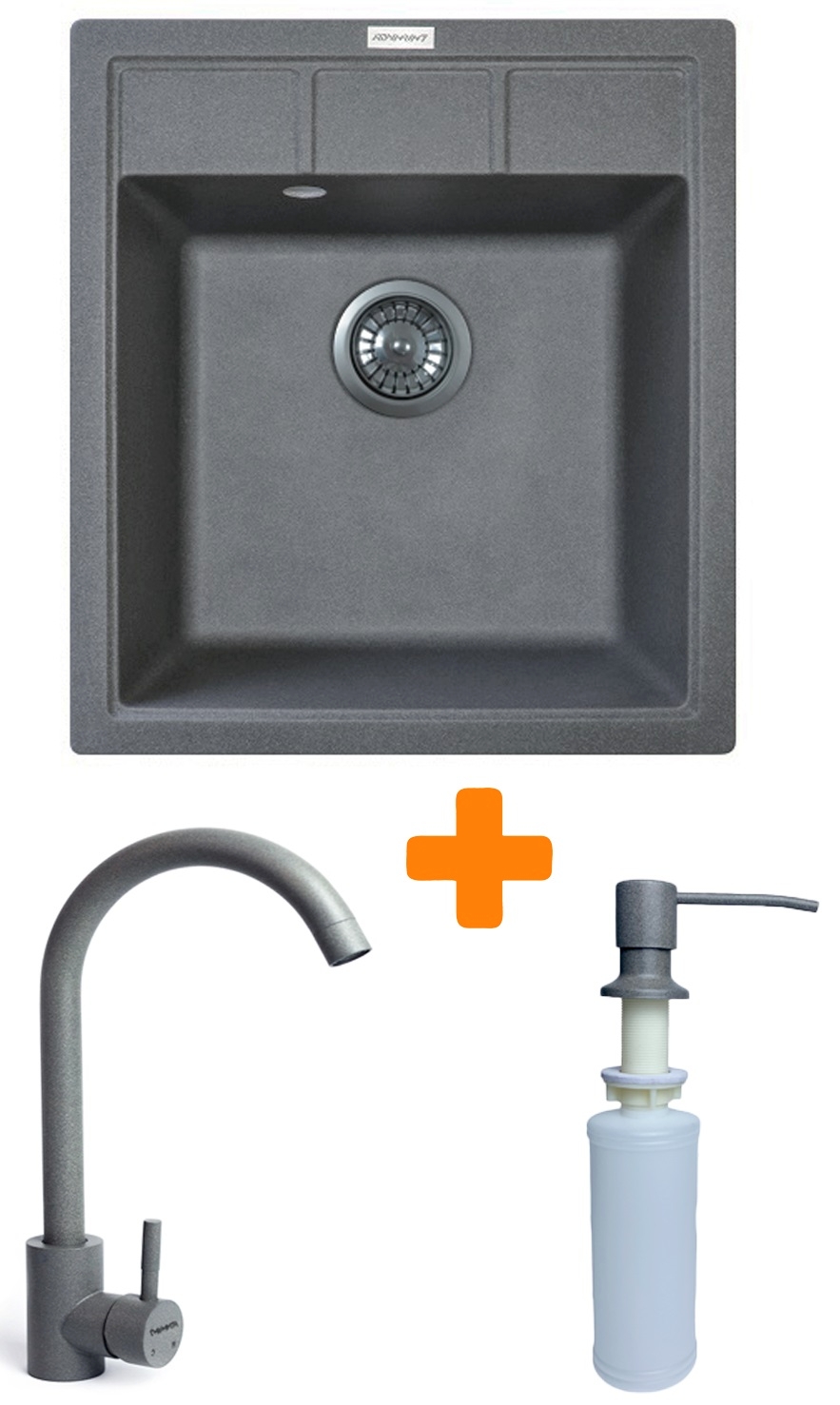 Кухонна мийка Adamant Brick 460x515x200мм сірий (4824296209704) ціна 5526 грн - фотографія 2