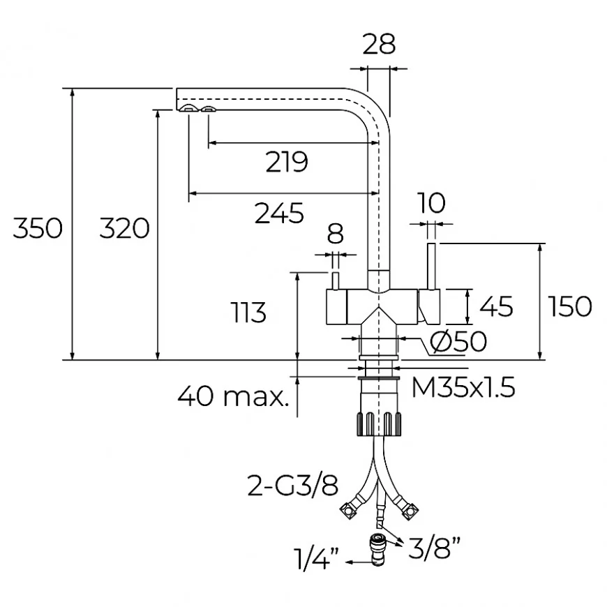 Teka UNI 3330 (116030084) Габаритные размеры