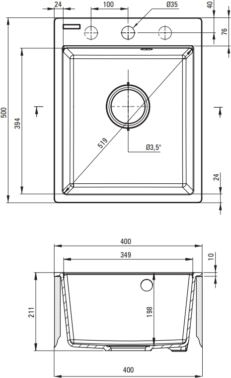 Deante Corio ZRC_2103 + змішувач BOC_N74M (ZRCE2103) Габаритні розміри