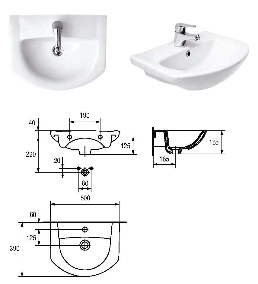 Cersanit Libra 50 (K04-021) Габаритні розміри