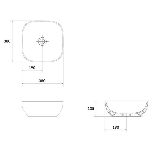 Cersanit Larga 38x38 (K677-064) Габаритні розміри