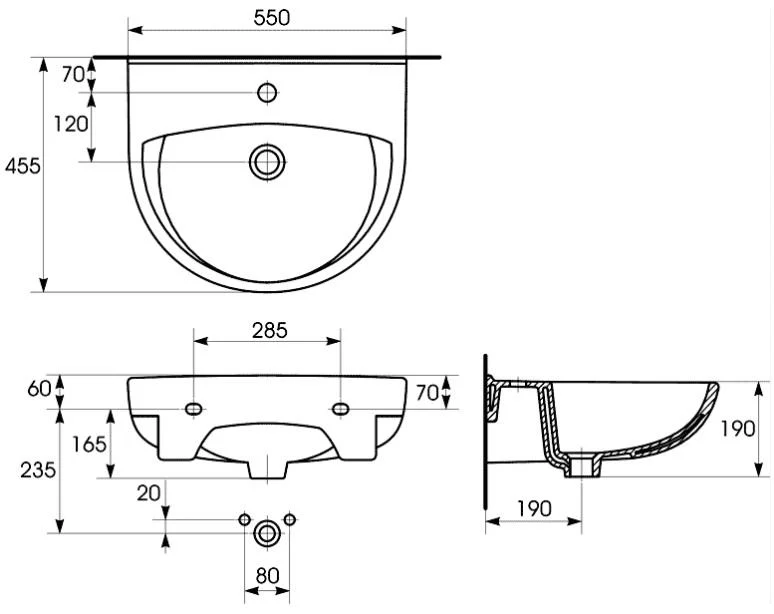 Cersanit President 55 В (K08-007-EX4) Габаритні розміри