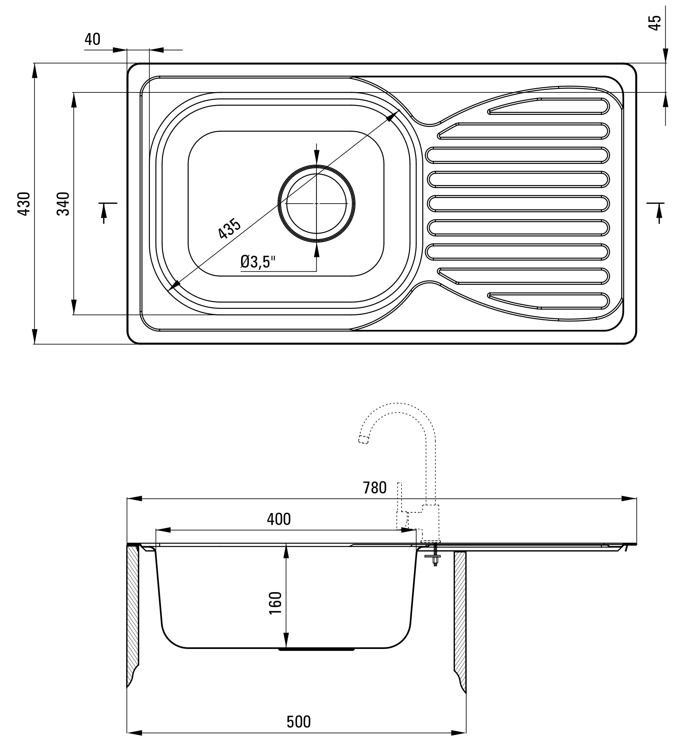 Deante Doppio ZEN_0113 + змішувач BYU_060M (ZENA0113) Габаритні розміри
