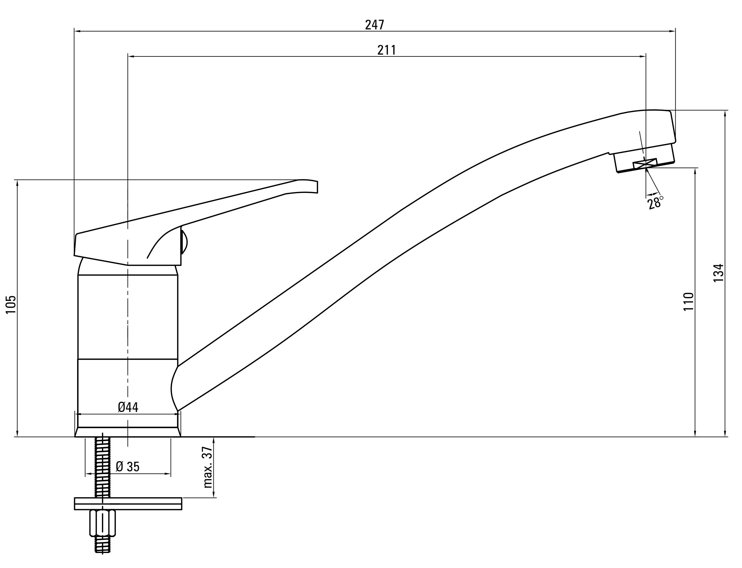 Deante Doppio ZEN_0113 + змішувач BYU_060M (ZENA0113) Габаритні розміри