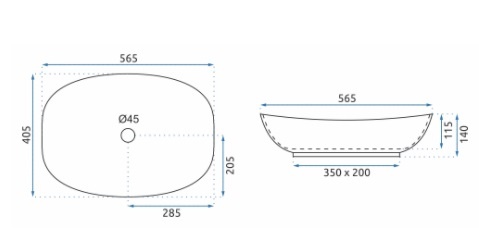 Rea Tango 36x63 white REA-U5610 Габаритні розміри