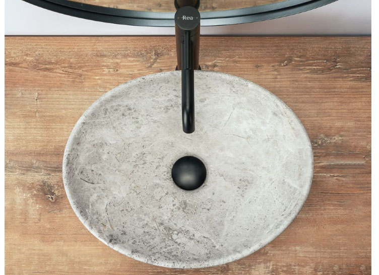 Раковина Rea Sofia Light Stone 34,5x41 grey REA-U0165 ціна 5040 грн - фотографія 2