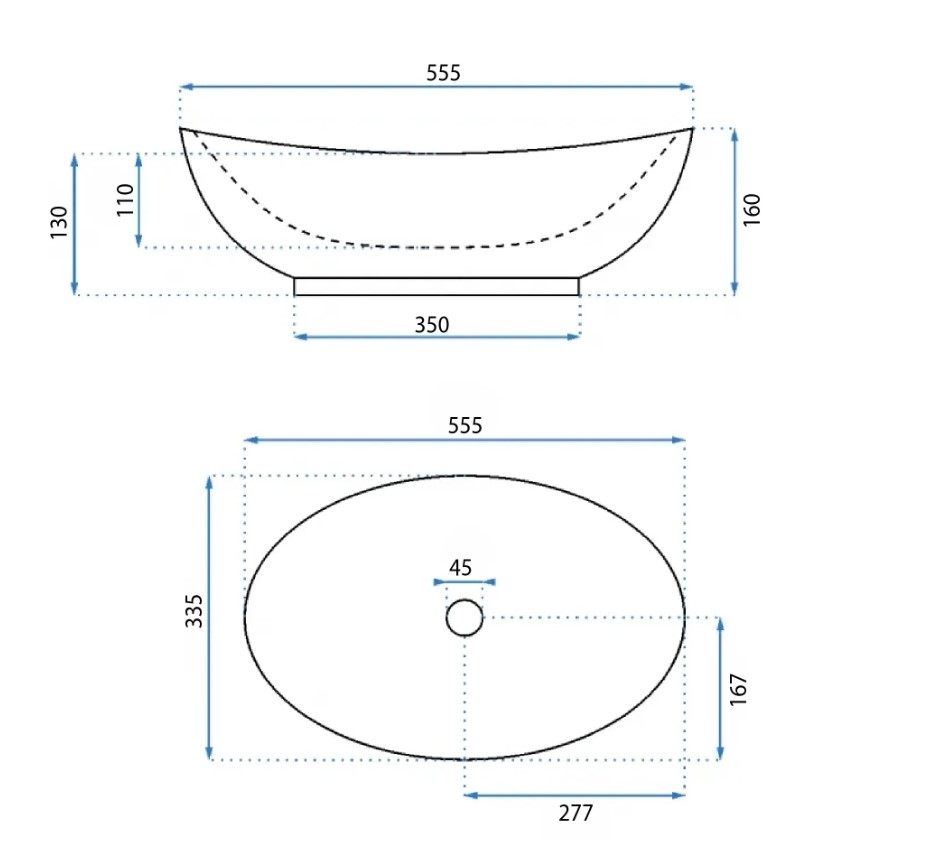Rea Kate 55,5x33,5 white (REA-U6801) Габаритные размеры