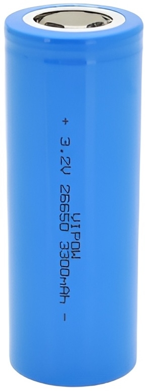 Vipow 26650 LiFePO4 FlatTop, 3300mAh, 3.2V, Blue Q50/500 (IFR26650-3300mAhFT)
