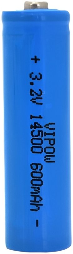 Аккумулятор Vipow 14500 LiFePO4 TipTop, 600mAh, 3.2V, Blue Q50/500 (IFR14500-600mAhTT)