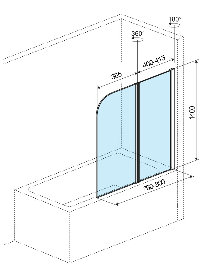 Excellent Fliper 80x140 см правая (KAAX.1309.800.PR) Габаритные размеры