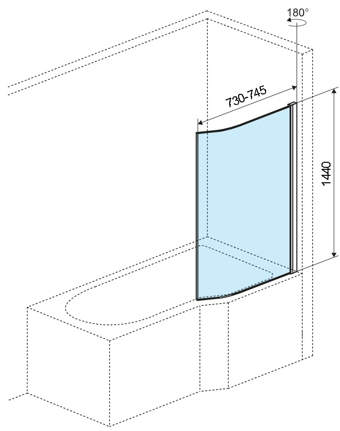 Шторка для ванны Excellent Be Spot 75x140 права (KAEX.2309.750) цена 19824 грн - фотография 2