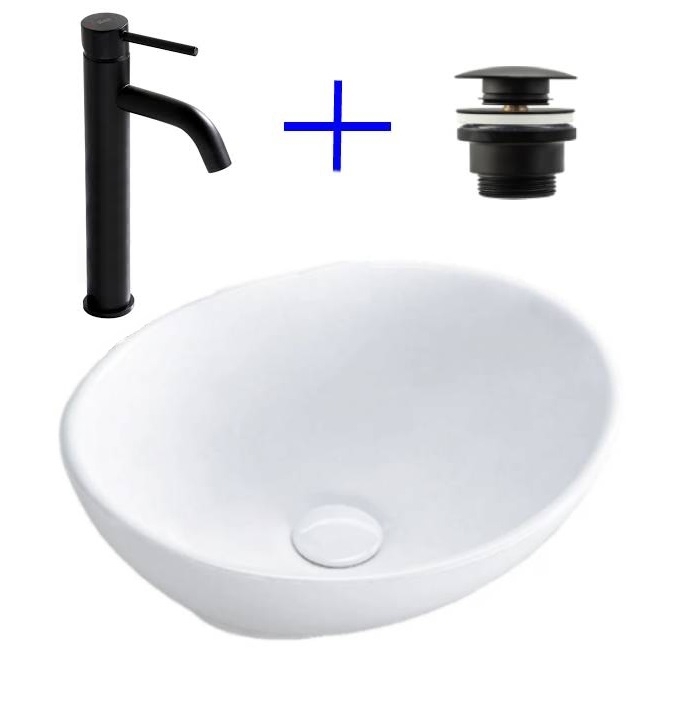 Раковина со смесителем и донным клапаном Rea Sofia 27x34 (REA-U0623+REA-B4103+REA-A5216/A5218)