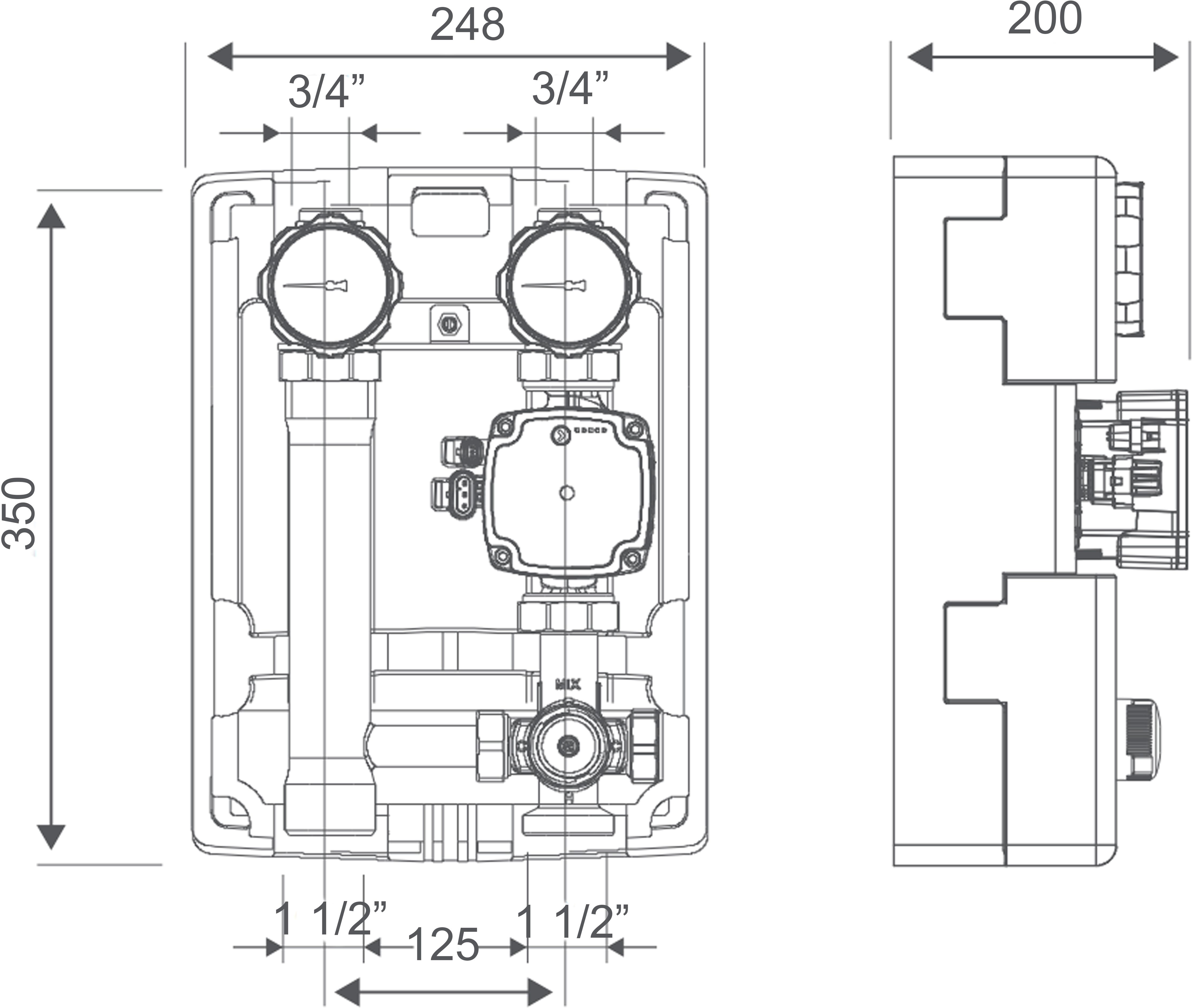 Icma №R004 1 1/2"x3/4" (93R004AED5505) Габаритные размеры
