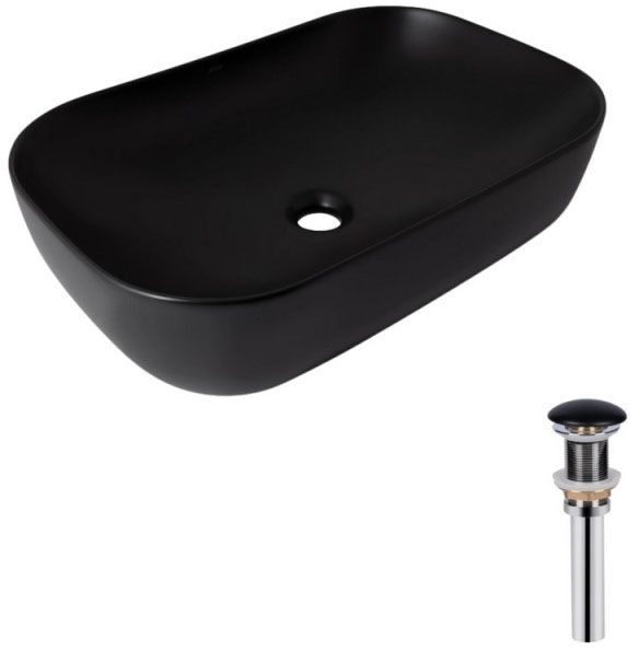 Раковина Q-Tap Robin Matt Black + донний клапан PU03 (QT132143PMBMBN47296)