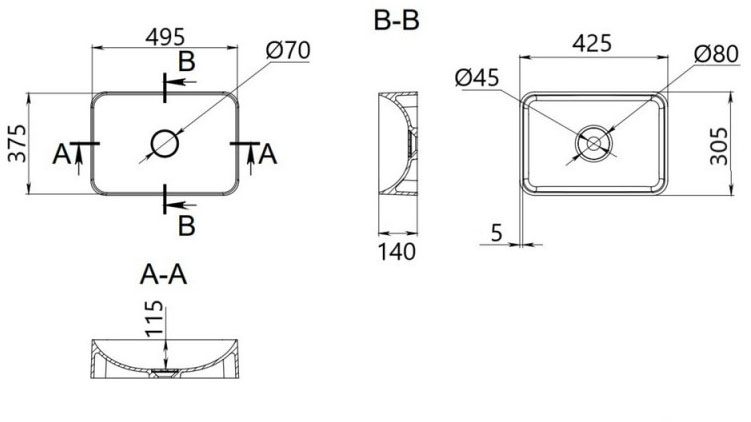 Q-Tap Cardinal White (QT04116302W) Габаритні розміри