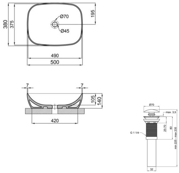 Q-Tap Cardinal White (QT04116302W48464) Габаритні розміри