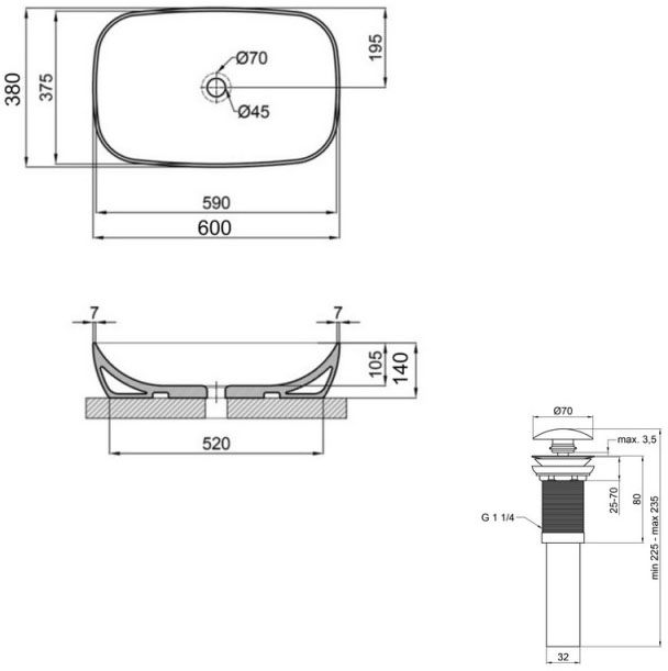 Q-Tap Cardinal White (QT04116257W48465) Габаритні розміри