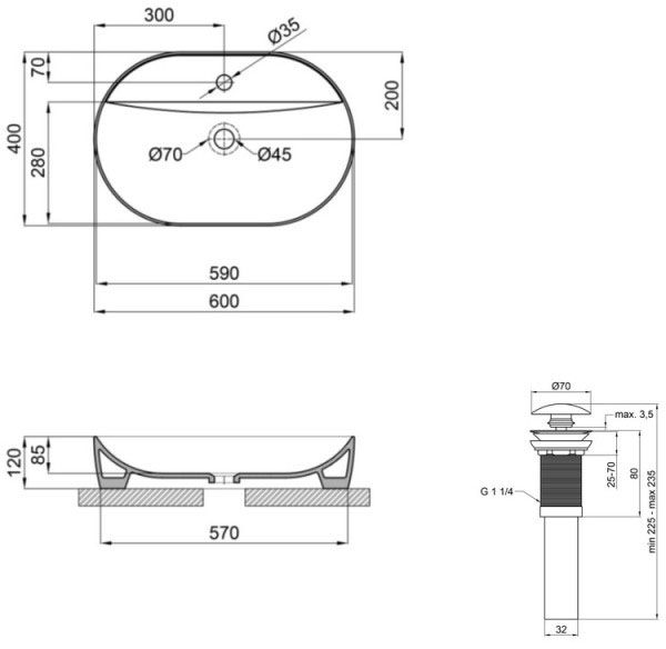 Q-Tap Scorpio Matt black (QT142203MBMBN48469) Габаритні розміри
