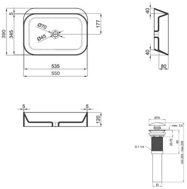 Q-Tap Scorpio White (QT14112243WN48463) Габаритні розміри