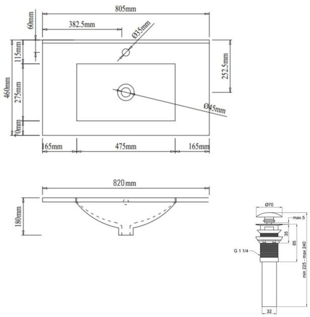 Q-Tap Albatross (QT01113080CW148475) Габаритні розміри