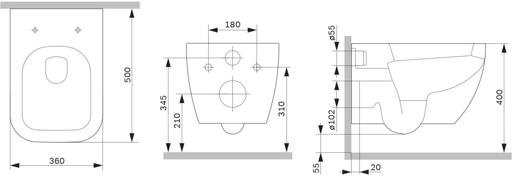 AM.PM Gem Aquaspin (CGA1901SC) Габаритні розміри